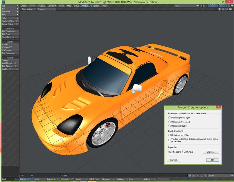 Polygon Cruncher for Ligtwave optimizes objects from a single or all layers