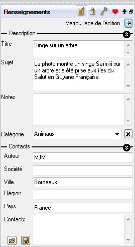 3DBrowser gère également les métadonnées IPTC, EXIF et XMP. Un module d'édition des méta données est disponible et permet la description complète de vos images ou de vos scènes. Les meta-données sont exportés automatiquement vers vos fichiers et la mise à jour de ces données est transparente. 3DBrowser offre également la possibilité, d'exporter au format texte, de rechercher ou de filtrer les images en fonction de leur metadonnées.