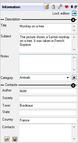 3DBrowser also handles IPTC, EXIF and XMP metadata. A metadata editing module is also available, allowing you to fully describe your images or scenes. Metadata is automatically exported to your files and updates are transparent. 3DBrowser also lets you export to text format, search or filter images by their metadata.