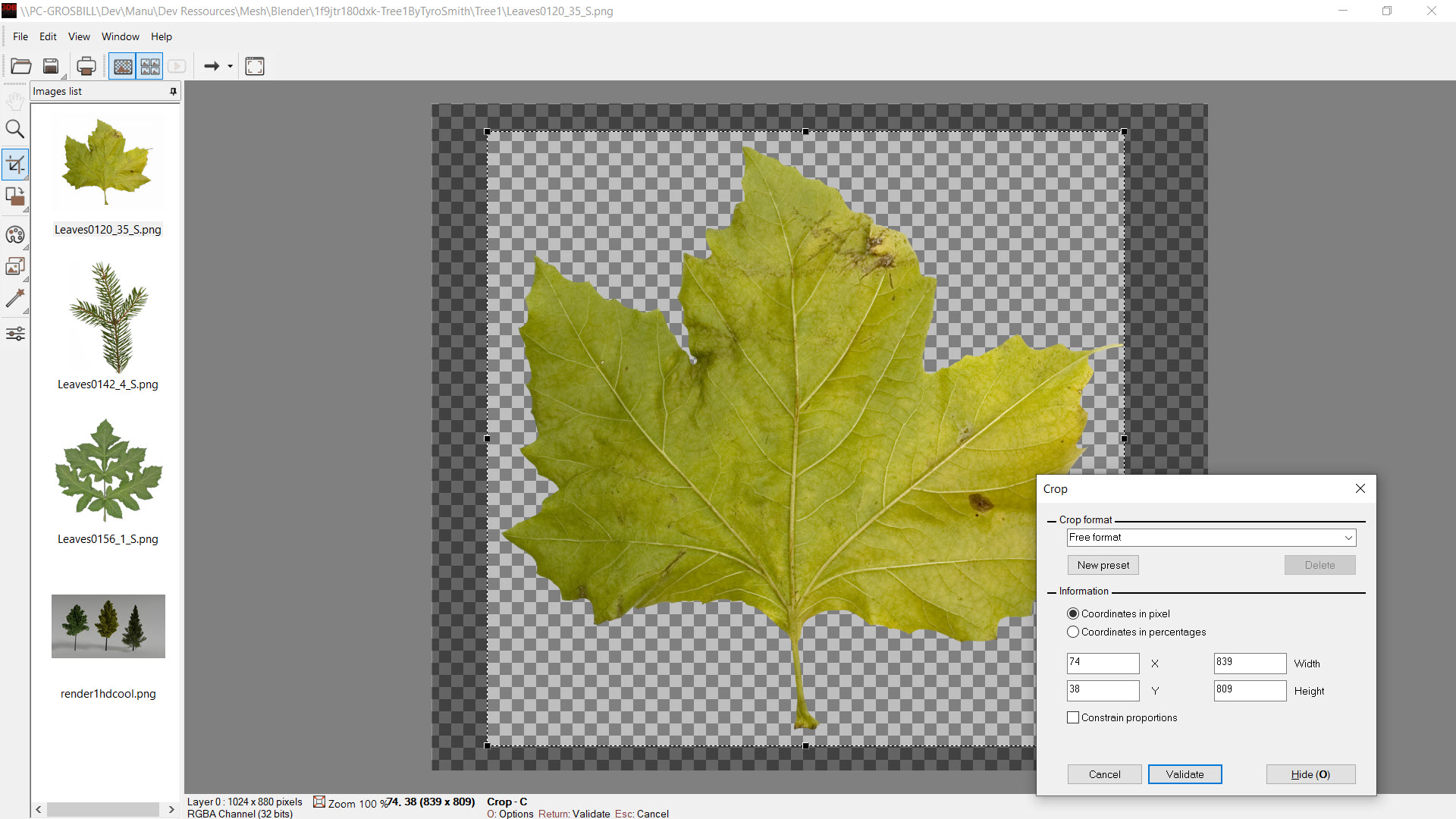 The image viewer displays most image formats, including HDR formats (e.g. exr). PDFs can also be viewed. The viewer allows you to see the transparency zones (alpha layer) of the image and offers a wide range of editing options (fluid resizing, red-eye correction, horizontal resetting...).