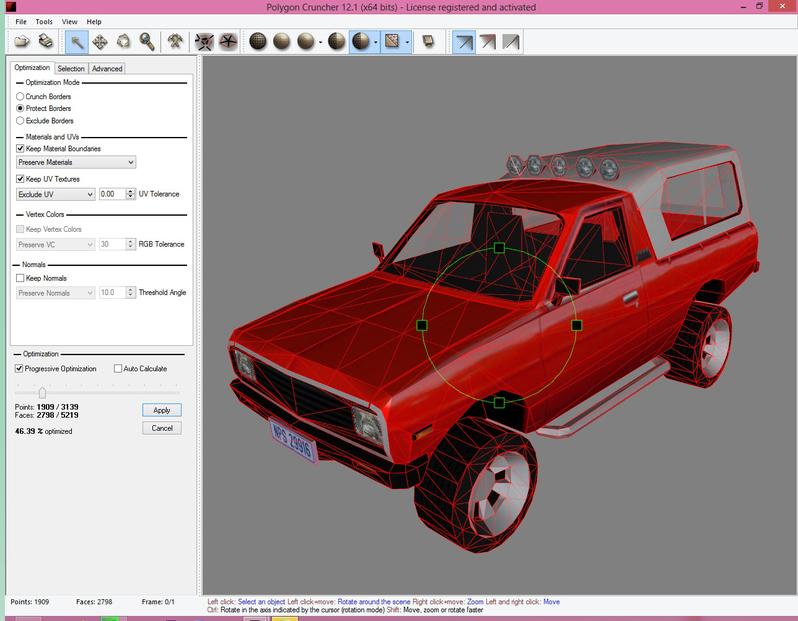 Polygon Cruncher reduces even lowres scenes